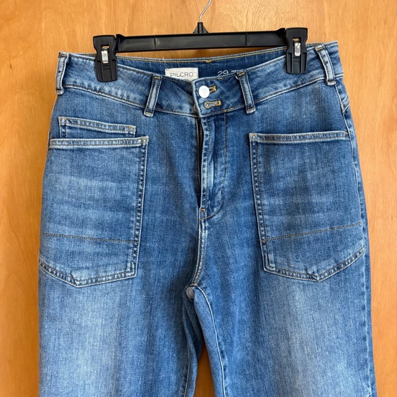 Pilcro The Wanderer Jeans Womens 29 Blue Utility Patch Pocket High Rise - Picture 2 of 9
